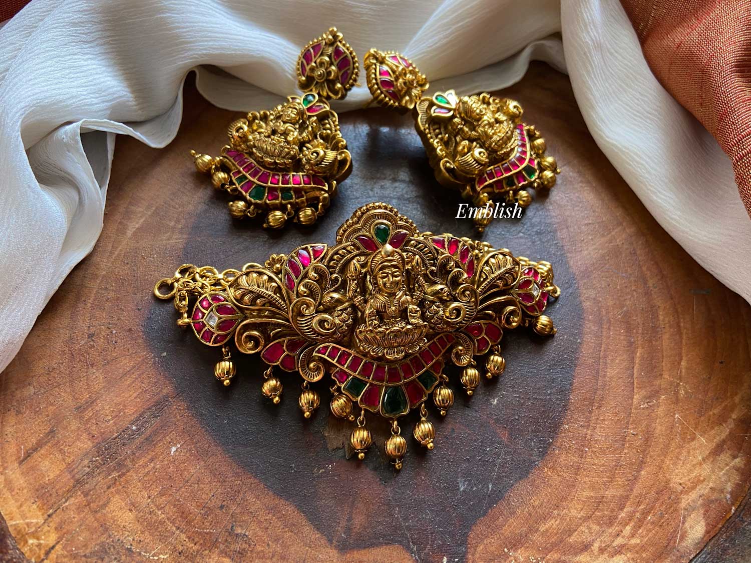 Antique Kundan Jadau Lakshmi with Double Peacock Choker